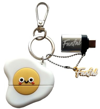 FUNFUL [ 2 en 1 ] Porte Clé + Clé USB Drole avec Adaptateur USB C Originale 32 go ŒUF Ainsi Vous Pourrez Vous Amuser et Vous Détendre - Idée de Cadeau Originale pour Femmes, Enfants et Filles