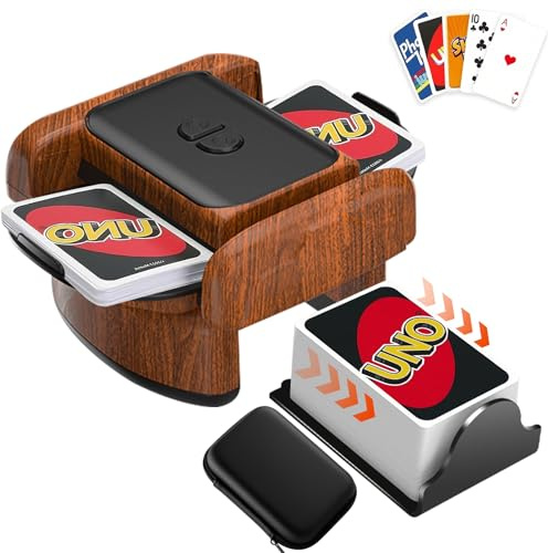 Snovire Kartenmischmaschine Elektrische, Geräuscharmer Kartenmischer für 2 Kartensätze, Wiederaufladbare Mischmaschine Karten mit 2000mAh, Kartenmischgerät für UNO, Poker, Texas Hold Em, Blackjack