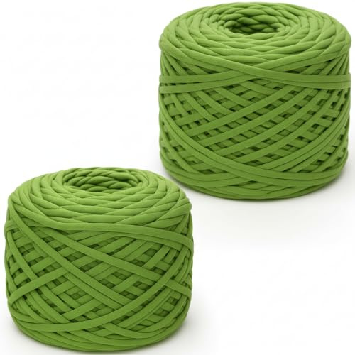 Xtrillogen 2x300g Tshirt Garn,Dicke Häkelgarn für Taschen,Baumwollgarn zum Häkeln,Chunky Yarn,Strickgarn,Textilgarn,für Gehäkelte Taschen,Körbe,Decke,Mützen,DIY-Bastelarbeiten (Blassgrün)
