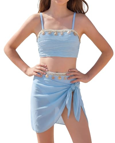 SEAUR Niñas Traje de Baño 3 Piezas Bikini Triángulo Moda Piscina Ropa de Playa Niña Conjunto de Bikini Natación 8-12 años