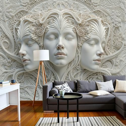 3D-Schönheitsrelief Vielen Facetten Fototapete Barockstile Ästhetik 350X256Cm Tapete Weiß Tapeten Wanddeko Wohnzimmer Wandbild Moderne Schlafzimmer Wandtapete Ornamente Mustertapete