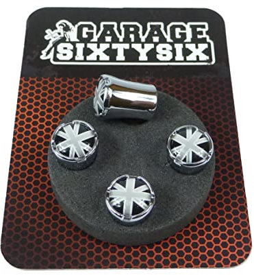 Garage-SixtySix Ventilkappen UK schwarzweiß Modell Milwaukee Chrom