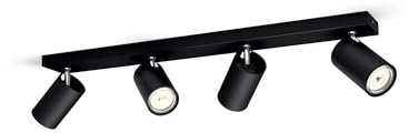 Philips myLiving - Foco Kosico de metal, Casquillo GU10, iluminación interior, negro, sin bombilla