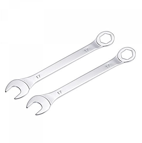sourcing map 2Stk Dünn Ring Maulschlüssel mit Offset 6-Punkt Ende und Abgewinkelt Offen 17mm