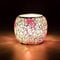 Larcenciel Porta Candele Rosa, Mosaico Portacandele in Vetro per La Decorazione Della Tavola e Della Casa, Piantana per Tea Light Fatta a Mano, Lanterne per Matrimoni, Feste, Compleanni, Natale
