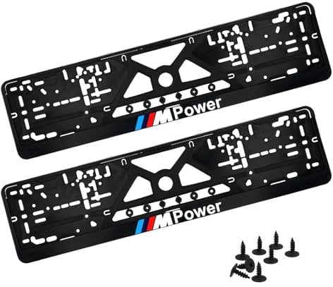 Kennzeichenhalter, Nummernschildhalter, Autokennzeichen - Halter für KFZ-Kennzeichen mit Klicksystem - Inkl. 8 Schrauben & 8 Vibrationsdämpfer - Einfache & stabil - 2er Set, 52 x 10 cm