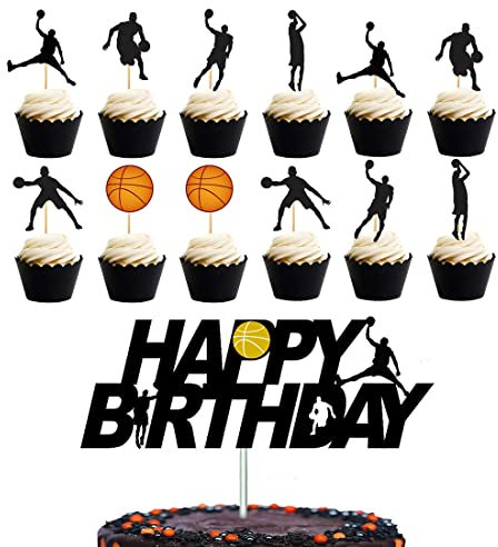 LICHUANUK Cupcake Topper, Cupcake Deko, 13 Stück Handball Cupcake Topper, Geburtstag Tortendeko, Handball Tortenaufsatz, Sport Kuchen Dekoration, für Kinder Baby Party Geburtstag Party