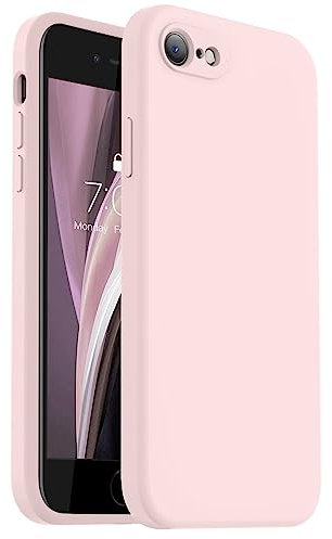 Vooii for iPhone SE Case 2022/3rd/2020,iPhone 8/7 Case, Upgraded Liquid Silicone with [Flat Edges] [Camera Protection] [Soft Anti-Scratch Microfiber Lining] Phone Case for iPhone SE - Chalk Pink