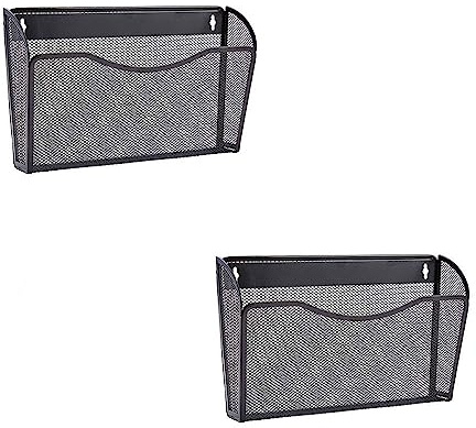 Lot de 2 porte-documents muraux en maille A4 à suspendre, organiseur de bureau, courrier, magazine, noir