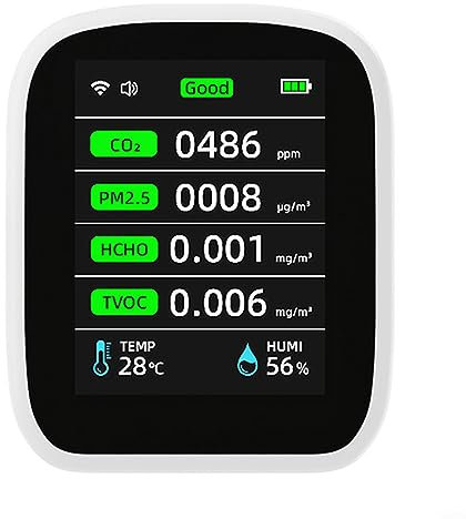 Moniteur de qualité de l'air Détecteur de formaldéhyde 8 en 1 Détecteur de qualité de l'air intérieur Détecteur de WiFi Moniteur de qualité de l'air pour Tuya App