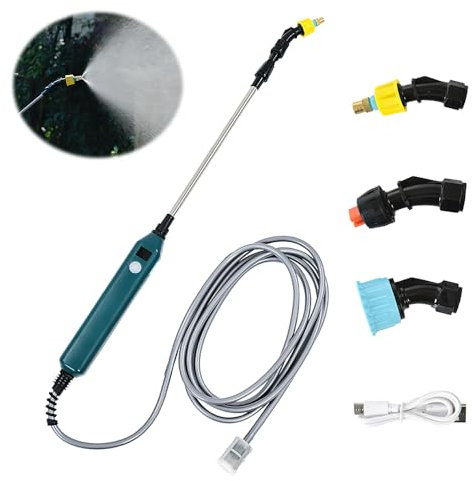 Dhqkqg Spruzzatore Elettrico, Ricarica USB Spruzzatore Giardino con Visualizzazione Della Batteria, Nebulizzatore Elettrico, Spruzzatore con 3 Beccuccio Regolabile e 5M Tubo, Nebulizzatore Piante