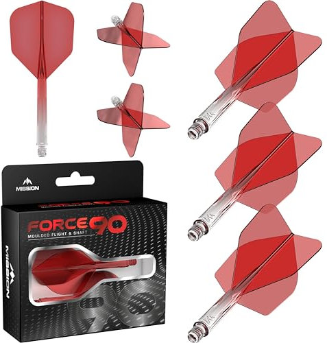 Mission Darts Force 90 | Integriertes präzisionsgeformtes Dart-Flight und Schaftsystem, Packung mit 3 professionellen, sehr langlebigen kombinierten Dart-Flights und Schäften, Standard Nr. 6