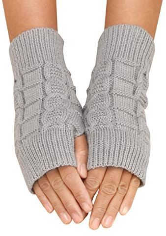 einfaches Normallack-Muster gestrickte kurze Halbfinger-Handschuhe Latex Body Warme Fäustlinge Fausthandschuh Für Pulswärmer Handschuhe Fingerlos Latex Outfit (GY1, One Size)