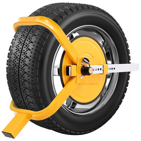 Wheel Clamp Lock Device for 13 to 15 Wheels - Heavy Duty Anti-Theft Protection for Cars, Caravans, and Trailers | Bright Yellow**