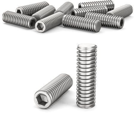 ORTAVA Tornillos prisioneros, tornillos prisioneros M4 x 12 mm, DIN 913/ISO 4026 con hexágono interior (ISK) y cabeza cónica, tornillo prisionero acero inoxidable (plata)