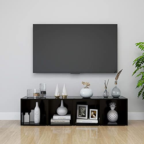 Lauuoeriau Centres de divertissement et supports TV Meuble TV 4 pièces Noir 37 x 35 x 37 cm Bois d'ingénierie