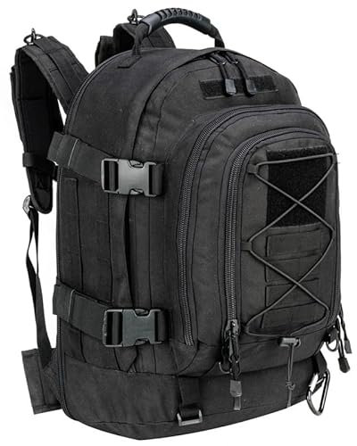 Jungle Leopard Extra großer taktischer Rucksack mit 60 l Fassungsvermögen for Herren und Damen, wasserabweisend, for den Außenbereich, Wandern, Reisen, Laptoptasche(BK)