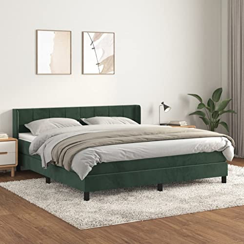 qohoio Boxspringbett mit Matratze Bett Mit Matratze Boxspringbett Bett Boxspringbett Polsterbett Dunkelgrün 160x200 cm Samt - 3130970