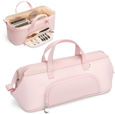 Lotour Travel Bag Case for Shark Flexstyle Styler/Dyson Airwrap, Hair Dryer Carrying Case, Portable Storage Bag for Hair Tools, with External Pocket, Waterproof (Pink)