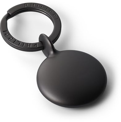 Philippi - DISK Schlüsselanhänger, Mattschwarz, Ergonomisches Design mit Gravurfläche