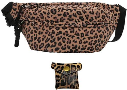 JqruiTbeis 2 Stück Bauchtasche Damen Leo Set - Umhängetasche Damen mit vielen Fächern, Breiter Gurt Tasche für Alltag, Shopping und Reisen