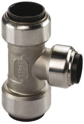 Edelstahl Steckfitting Tectite T-Stück Mittelgang reduziert 18 mm x 15 mm x 18 mm, TS130R