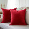 Encasa XO Kissenbezüge aus Samt - 2er-Set (40x40 cm) - Red- Uni gefärbt, weich & glatt, waschbar, quadratisch, großer Wurfkissenbezug für Couch, Sofa, Stuhl, Bett und Wohnbereich