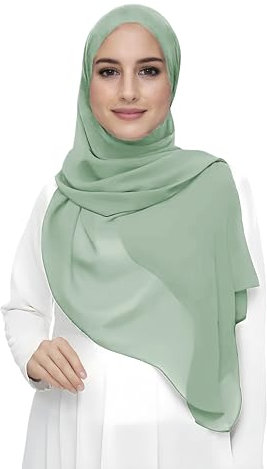 Lina & Lily Damen Muslim Premium Chiffon Hijab Kopftuch Schal aus Leicht Stoff (Minzgrün)