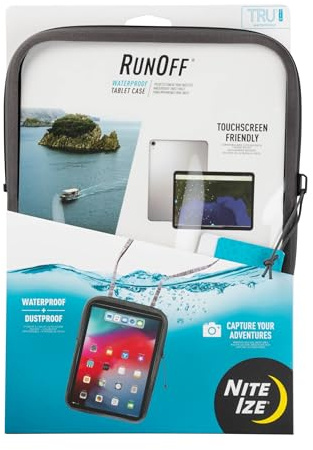 Nite Ize RunOff Waterproof Tablet Case with Lanyard, IP67 Zipper Waterproof Case for iPad Pro 11 Inch/Microsoft Surface Go/Samsung Galaxy Tab, Charcoal (ROTC-09-R3)