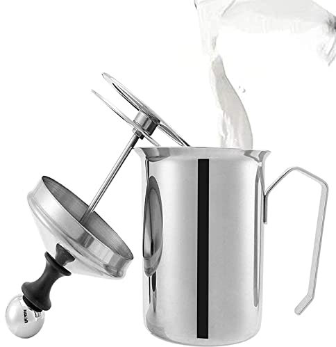Lychee Stainless Steel Milk Frother Cappuccino Coffee Frother Double Froth Pump (800ml)
