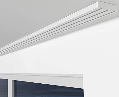 ALOHA Gardinenschiene aus Aluminium Vorhangschienen, Deckenbefestigung 1, 2, 3, 4, 5 -läufig für Schiebevorhänge, Vorhänge (RIO / 3-läufig / 280cm / nur Gardinenschiene/Weiß)