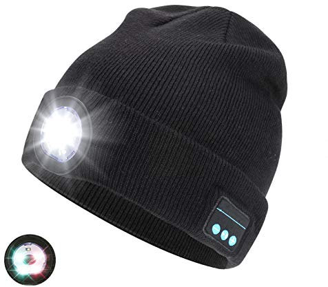 Achort Bluetooth Mütze Wireless Bluetooth 5.0 Beanie Musik Mütze USB Nachladbare Laufmütze Winter Wärmer Cap Unisex Beanie Bap Hut Strickmütze für Herren Damen Skifahren Weihnacht (Schwarz)