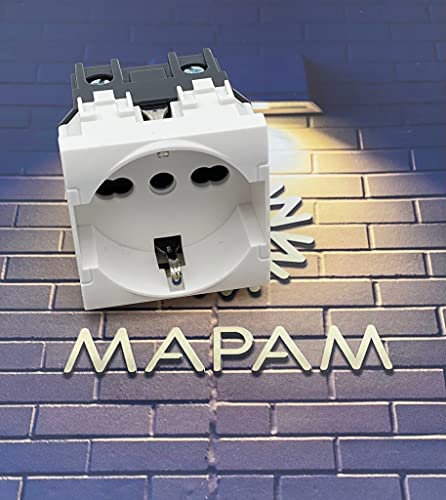 TOT Electric Frutti Bianco Compatibili con supporti 3 4 7 moduli Bticino Living Light LN4703 / Living Air LN4703C / Living International L4703 Presa Bivalente Shuko Interruttori Dimmer (Presa Shuko)