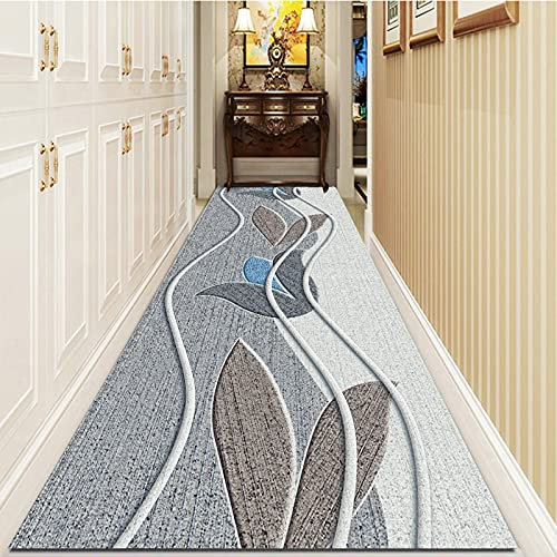 Grauer langer Teppich-Läufer für Flur | Soft-Touch-Runner Teppiche mit Anti-Rutsch-Unterlage 1m / 1,5 m / 2m / 2,5m / 3m / 3,5m / 4m / 4,5m / 5m / 5.5m / 6 m Bodenmatten waschbar ( Size : 80x450cm )