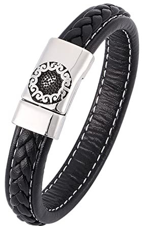 BCughia Armband Herren, Armband Schwarz Edelstahl Magnetschnalle Engagement Schmuck Geschenk für Herren 18.5cm