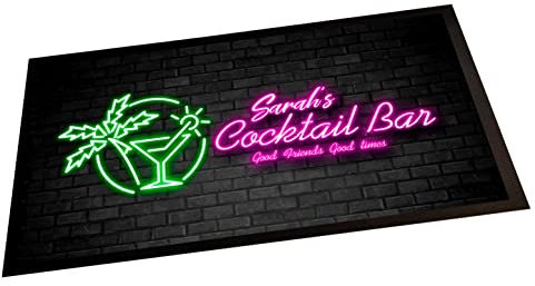 Tapis de bar personnalisé - Rose fluo - Palmiers cocktail maison bar accessoires maison bar