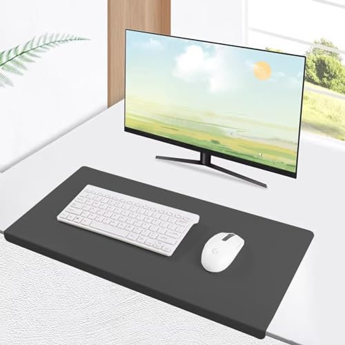 Luxuriöse Schreibtischunterlagen aus Leder, wasserdichte Schreibtisch-Schreibmatte, Mauspad mit Kantenschutz, Tischmatte, Schreibtischunterlage für Laptop/Büro/Zuhause, 60 x 40 cm, Schwarz