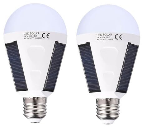 XUPHINX Bombillas solares recargables de 12 W, bombillas de emergencia portátiles, luz blanca para cortes de energía en el hogar o fallas de energía, camping al aire libre (2 paquetes)