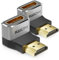 deleyCON 2 Pezzi Adattatore HDMI Connettore di Accoppiamento 8K@60Hz / 4K@120Hz UHD 7680x4320 Alluminio HDMI 2.1 ARC HDR10+ Dolby Vision VRR ALLM 48Gbps 90° Angolato Grigio Nero