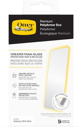 OtterBox Premium PolyArmor Eco Displayschutz für Samsung Galaxy S24 Ultra, Ultra starker Schutz vor Brüchen und Kratzern