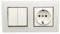 Jandei - Enchufe Schuko 2P+T 16A y Doble Interruptor Conmutador, 230V, Decoración Elegante Pared Interior, Fácil de Instalar, Incluye Marco y Mecanismo, Cristal Templado Color Blanco