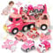 Toddler Girl Truck Car Toys for Girl Birthday Gifts, 7-in-1 Pink Princess Transport Carrier Trucks for Toddlers Age 3+