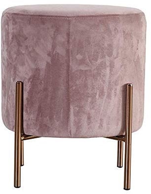 GaRcan Nordischer Luxus-Sofahocker aus weichem Stoff, Schminkhocker für den Haushalt, Niedriger Pouf aus kreativem Samt mit Metallbeinen, Wechselbank für Bekleidungsgeschäfte,Rosa