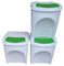 Stolmet Large Stackable Recycling Bins Set of 3x25L (Brand KrysGo) - Customizable Lids with Recycling Stickers - Waste Sorting for Home, Kitchen, Office (White + Green)