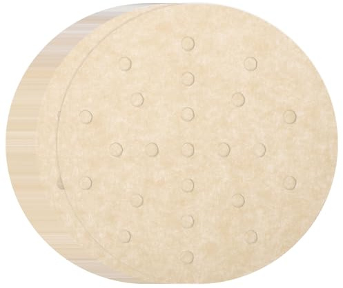 QUARKZMAN 100 Stück Airfryer Backpapier, 15cm Runde Air Fryer Paper Perforiertes Backpapier, Antihaft Wasserdicht Ölfest, für Heißluftfritteuse, Bratpfanne, Ofen, Fritteuse, Braun