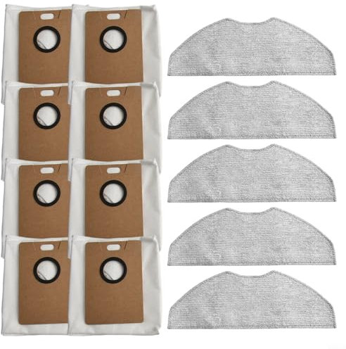 WIIYENA Replacement Parts Kit for Tapo RV30 MAX Plus for RV20 MAX Plus Robot Vacuum Cleaner Spare Parts with 5 Microfiber Mop Cloths 8 Dust Collection Bags