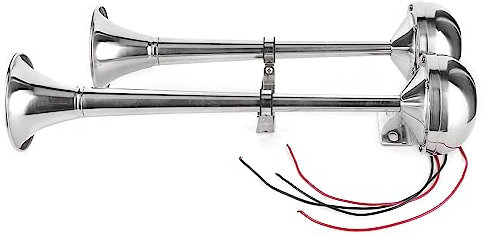 Edelstahl, Elektrisches Doppel -Trompetenhorn, Super Lautes 125dB Marine -Horn für 12 V Boote mit Einfacher Installation, Langlebig und Zuverlässig, für Salzwasser Marine Geeignet