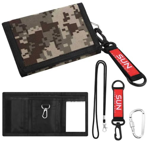 Portefeuille Camouflage Enfant, Porte-Monnaie Trois Volets pour Garçon | Accessoire Scolaire Mince en Toile, Rangement Léger et Durable pour Adolescents, Sport, École et Voyage