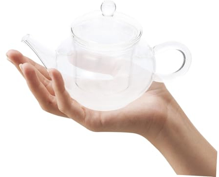 Teekanne aus Dickem Glas 250ml mit Infusor und Filter, Transparent | Teekanne mit Siebeinsatz Glas, für Blumen und Kräutertee, Zuhause und Büro