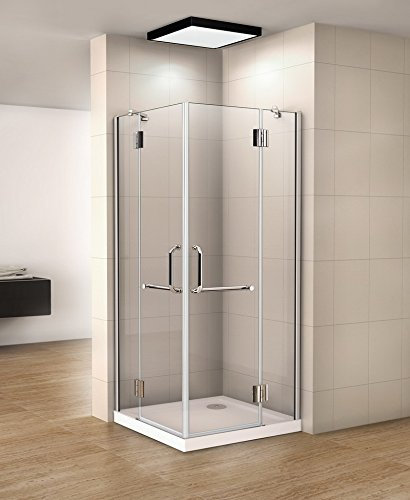 90x90x190cm cabine de douche à charnière porte de douche paroi de douche verre accès d'angle anticalcaire
